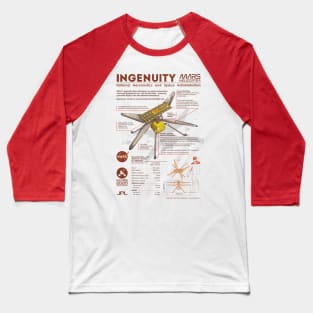 Ingenuity Mars helicopter infographic tshirts Baseball T-Shirt